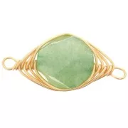 Intercalaire ovale 17x9 mm imitation pierre gemme Aventurine Doré x1