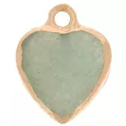 Breloque coeur facetté 16x13 mm imitation gemme Amazonite - Doré x1
