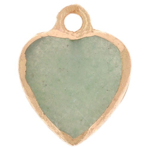 Breloque coeur facetté 16x13 mm imitation gemme Amazonite - Doré x1