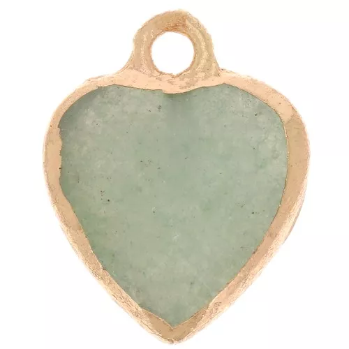 Breloque coeur facetté 16x13 mm imitation gemme Amazonite - Doré x1