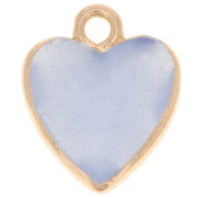 Breloque coeur facetté 16x13 mm imitation gemme Jade teinté - Bleu - Doré x1|raw }}