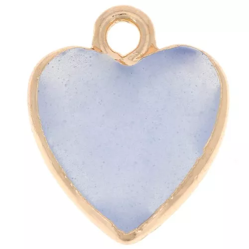 Breloque coeur facetté 16x13 mm imitation gemme Jade teinté - Bleu - Doré x1