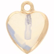 Breloque coeur facetté 16x13 mm imitation gemme Opale - Doré x1|raw }}