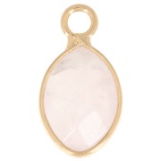 Breloque goutte facettée 17x9 mm imitation gemme Quartz rose - Doré|raw }}