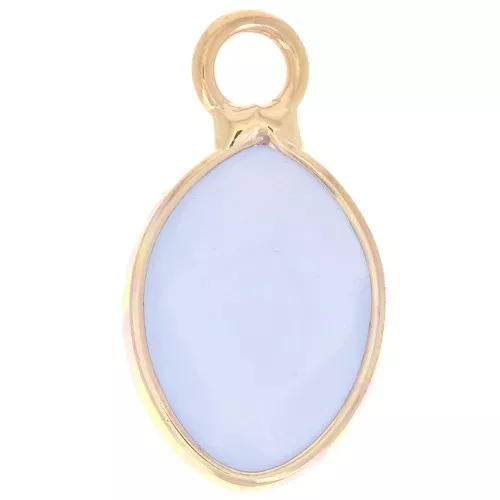 Breloque goutte facettée 17x9 mm imitation gemme Jade teinté - Bleu - Doré x1