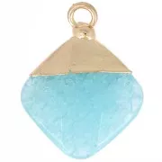 Pendentif losange facetté 21x16 mm imitation gemme Apatite - Doré x1