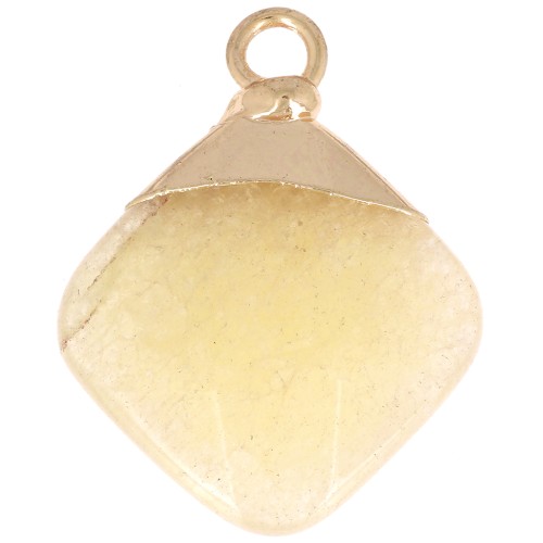 Pendentif losange facetté 21x16 mm imitation gemme Citrine - Doré x1