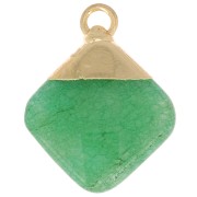Pendentif losange facetté 21x16 mm imitation gemme Amazonite - Doré x1