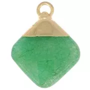Pendentif losange facetté 21x16 mm imitation gemme Amazonite - Doré x1