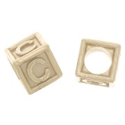 Perle lettre alphabet cube 5 mm avec gros trou - C - Argent 925 Doré à l'or fin x1|raw }}