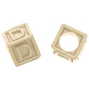 Perle lettre alphabet cube 5 mm avec gros trou - D - Argent 925 Doré à l'or fin x1|raw }}