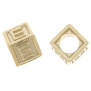 Perle lettre alphabet cube 5 mm avec gros trou - E - Argent 925 Doré à l'or fin x1|raw }}