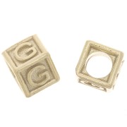 Perle lettre alphabet cube 5 mm avec gros trou - G - Argent 925 Doré à l'or fin x1|raw }}
