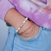 Perle lettre alphabet cube 5 mm avec gros trou - Q - Argent 925 Doré à l'or fin x1