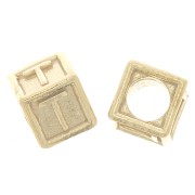 Perle lettre alphabet cube 5 mm avec gros trou - T - Argent 925 Doré à l'or fin x1|raw }}