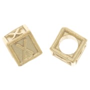 Perle lettre alphabet cube 5 mm avec gros trou - X - Argent 925 Doré à l'or fin x1|raw }}