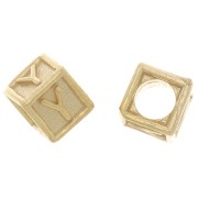 Perle lettre alphabet cube 5 mm avec gros trou - Y - Argent 925 Doré à l'or fin x1|raw }}
