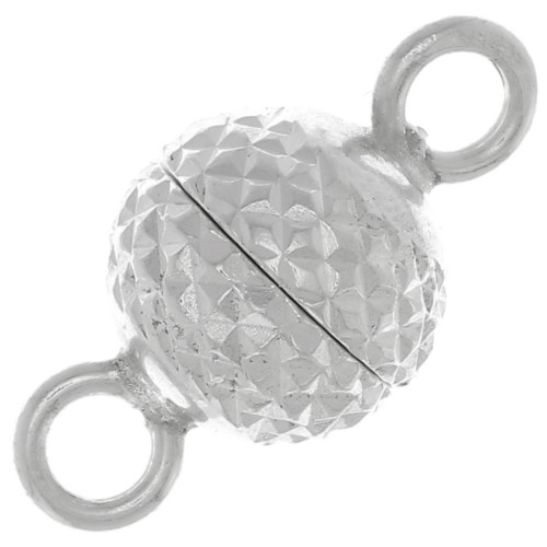 Fermoir boule diamantée aimanté 6 mm en Argent 925 x1