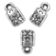 Perles métal attache breloques  6x7 mm argenté vieilli x4