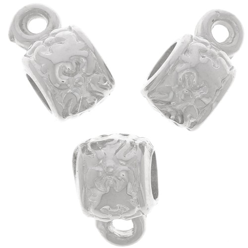 Perles métal attache breloques  6x7 mm Rhodié x4