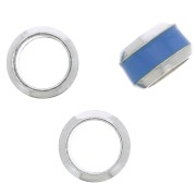 Perle rondelle 6x3.8 mm gros trou avec liseré de couleur - Argent 925 - Bleu x1