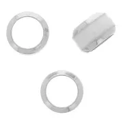 Perle rondelle 6x3.8 mm gros trou avec liseré de couleur - Argent 925 - Blanc x1