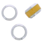 Perle rondelle 6x3.8 mm gros trou avec liseré de couleur - Argent 925 - Jaune x1|raw }}