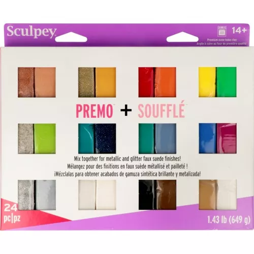 Assortiment de 24 couleurs de Pâte Premo et Soufflé