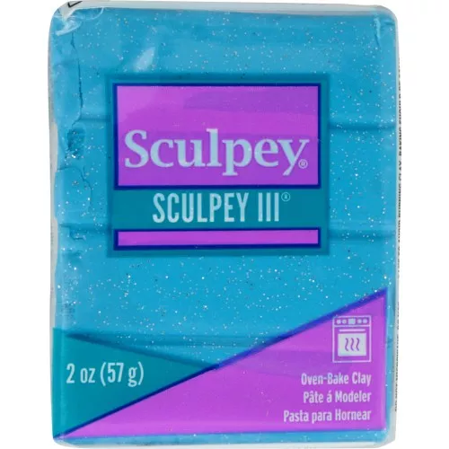 Pâte Sculpey III 57 gr - Blue Glitter (n°549)
