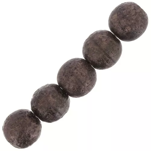 Perles rondes en verre recyclé tchèque 8 mm - Black Gold Mat x20
