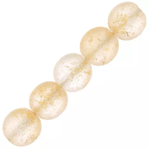 Perles rondes en verre recyclé tchèque 7 mm - Etched Rough Gold x20