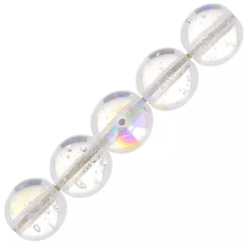 Perles rondes en verre recyclé tchèque 7 mm - Crystal AB x20