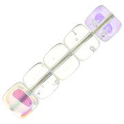 Perles cubes en verre recyclé tchèque 6x5 mm - Crystal AB x20|raw }}