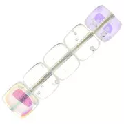 Perles cubes en verre recyclé tchèque 6x5 mm - Crystal AB x20