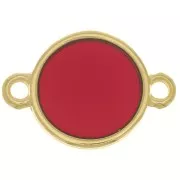 Intercalaire rond résine époxy vitrail - 11 mm Doré à l'or fin - Rouge x1