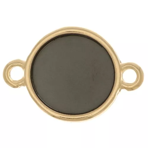 Intercalaire rond résine époxy vitrail - 11 mm Doré à l'or fin - Noir x1