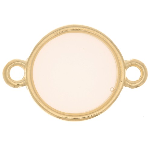 Intercalaire rond résine époxy vitrail - 11mm Doré à l'or fin - White Opal x1