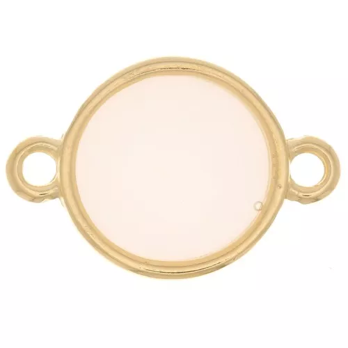 Intercalaire rond résine époxy vitrail - 11mm Doré à l'or fin - White Opal x1