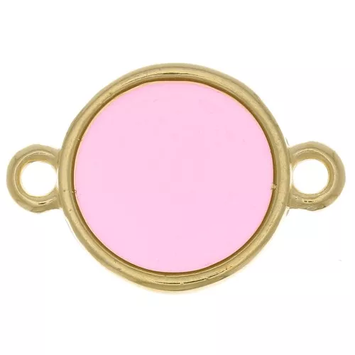 Intercalaire rond résine époxy vitrail - 11 mm Doré à l'or fin - Rose x1