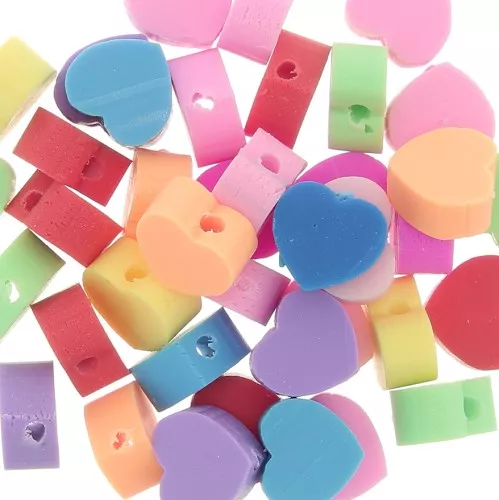 Assortiment de perles coeurs en pâte polymère 10x9 mm Multicolore x 50