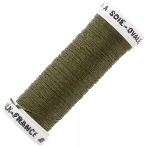 Fil à broder de soie ovale pour broderie traditionnelle - Kaki (3735) x30m