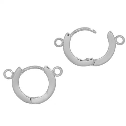 Dormeuses 2 anneaux à décorer en laiton 13.5 mm Rhodié x2