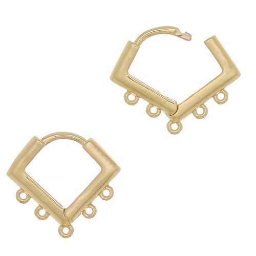 Dormeuses losange 6 anneaux à décorer en laiton 14 mm Doré x2