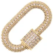 Fermoir ovale à visser avec Oxydes de Zirconium 17x29 mm - Doré x1