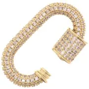 Fermoir ovale à visser avec Oxydes de Zirconium 17x29 mm - Doré x1