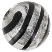 Ronde Murano 6 mm feuille d'argent striée Noir x1|raw }}