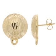 Clous d'oreilles demi-boule striée 14 mm avec anneau fermé - Doré à l'or fin x2|raw }}