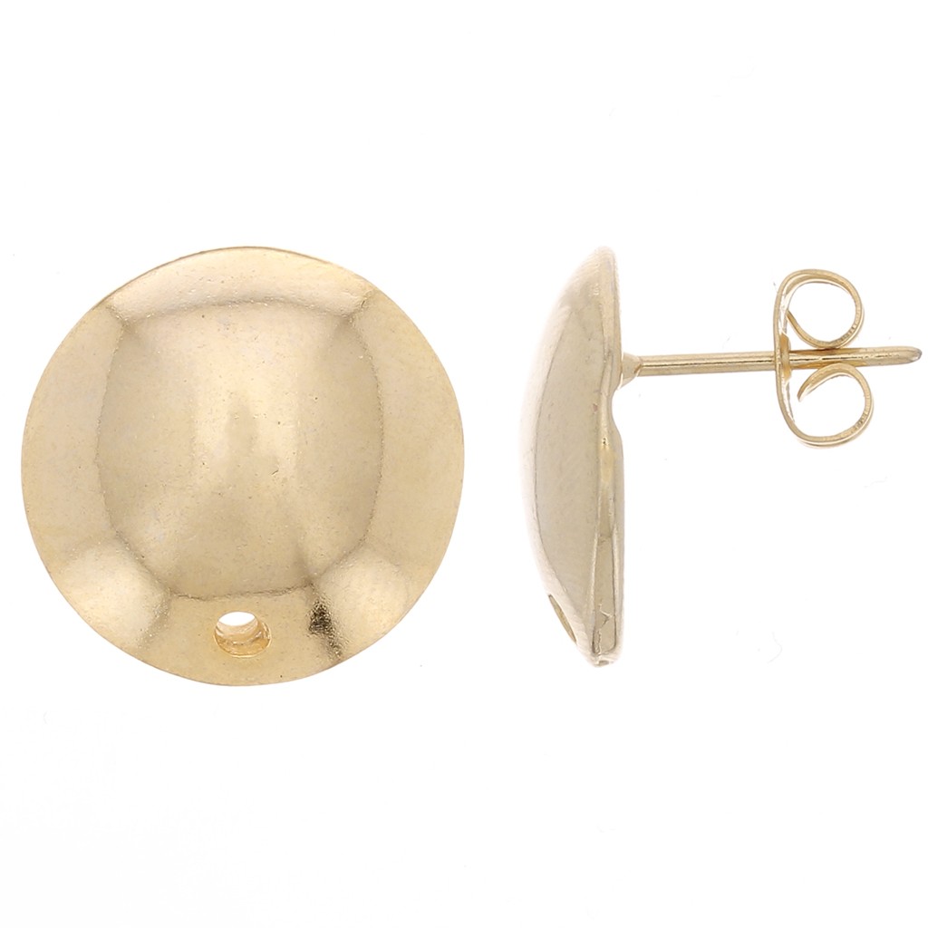 Boucles D'oreilles Clou - Demi-boule 12mm En Plaqué Or 750/000 - Sans Nickel
