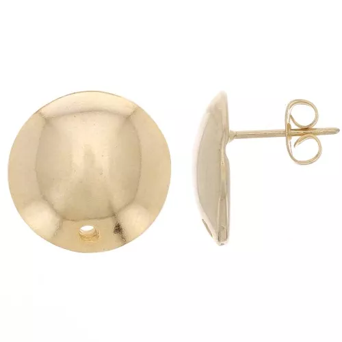 Clous d'oreilles demi-boule 16 mm - Doré à l'or fin x2