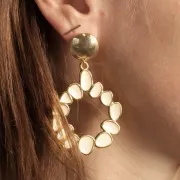 Clous d'oreilles demi-boule 16 mm - Doré à l'or fin x2